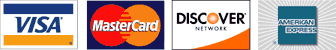 We accept Visa, Mastercard, Discover, and American Express